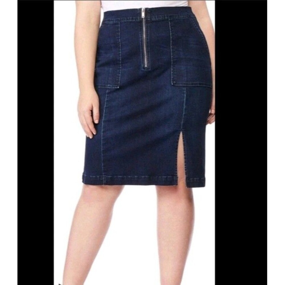 NEW REBEL Wilson x LA Size 20W The Majesty High Waisted Pencil Skirt Blue Denim